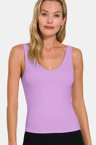 Lavender V-Neck Slim Tank