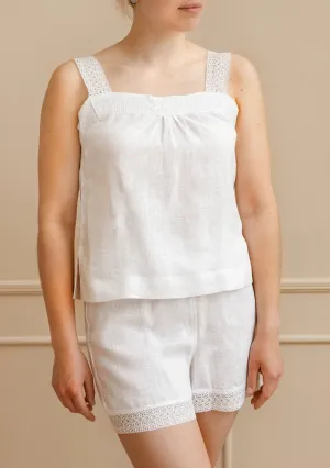 Linen pajama set with lace