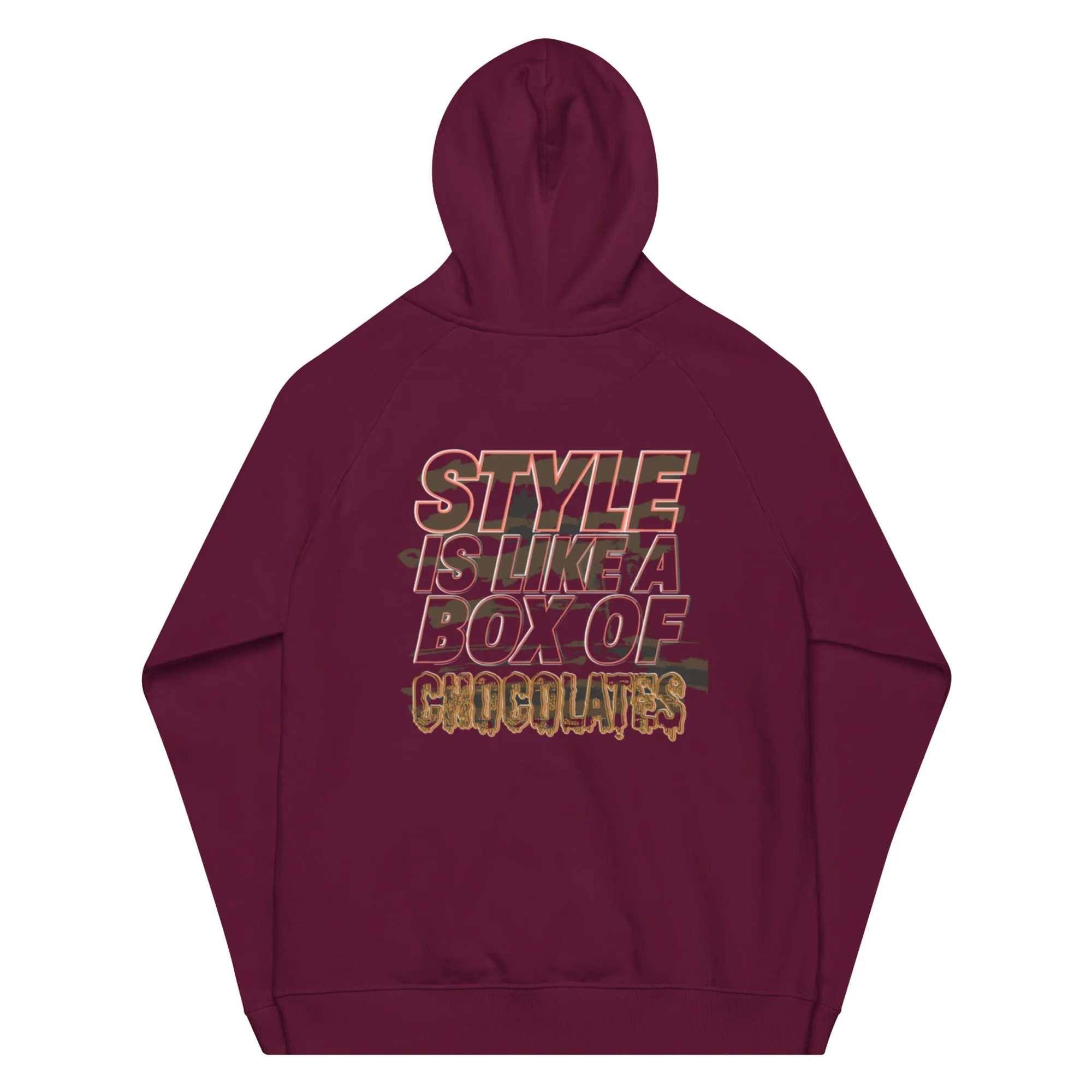 Melanated Masterpiece (Chocolates) Unisex eco raglan hoodie