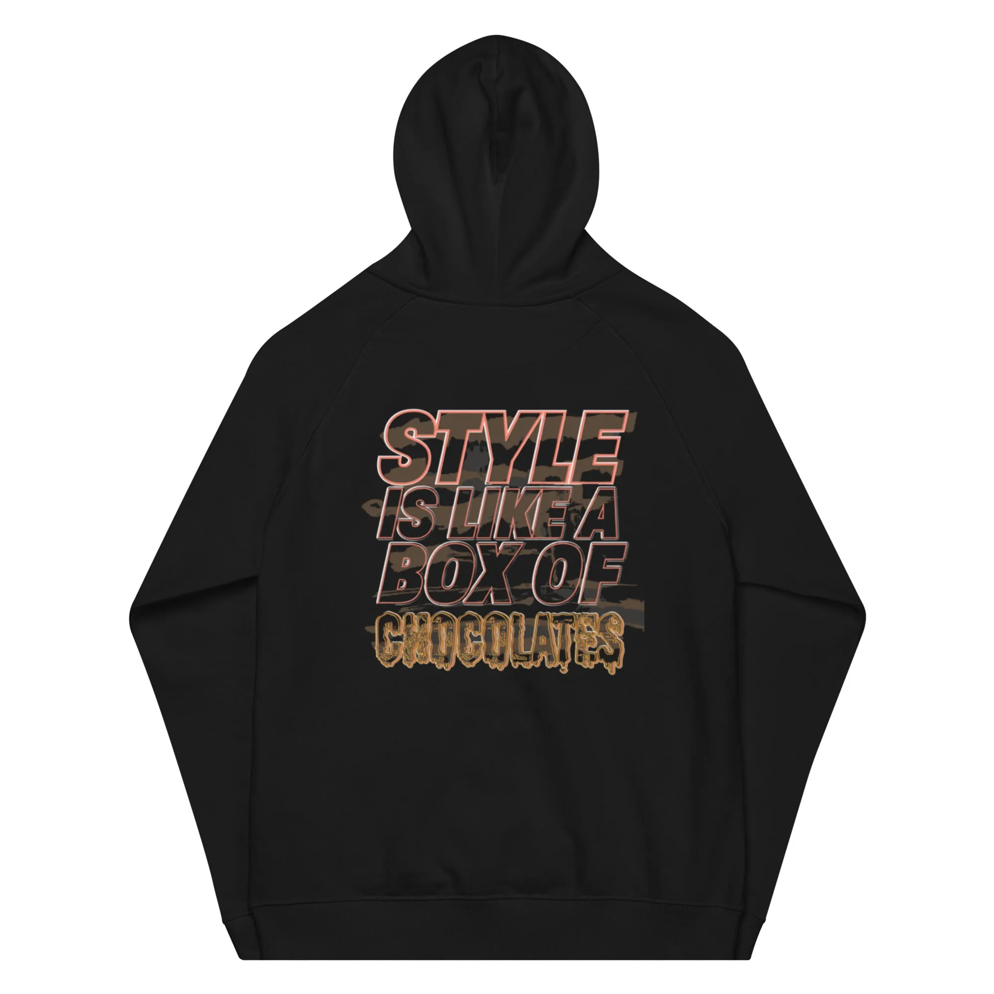 Melanated Masterpiece (Chocolates) Unisex eco raglan hoodie