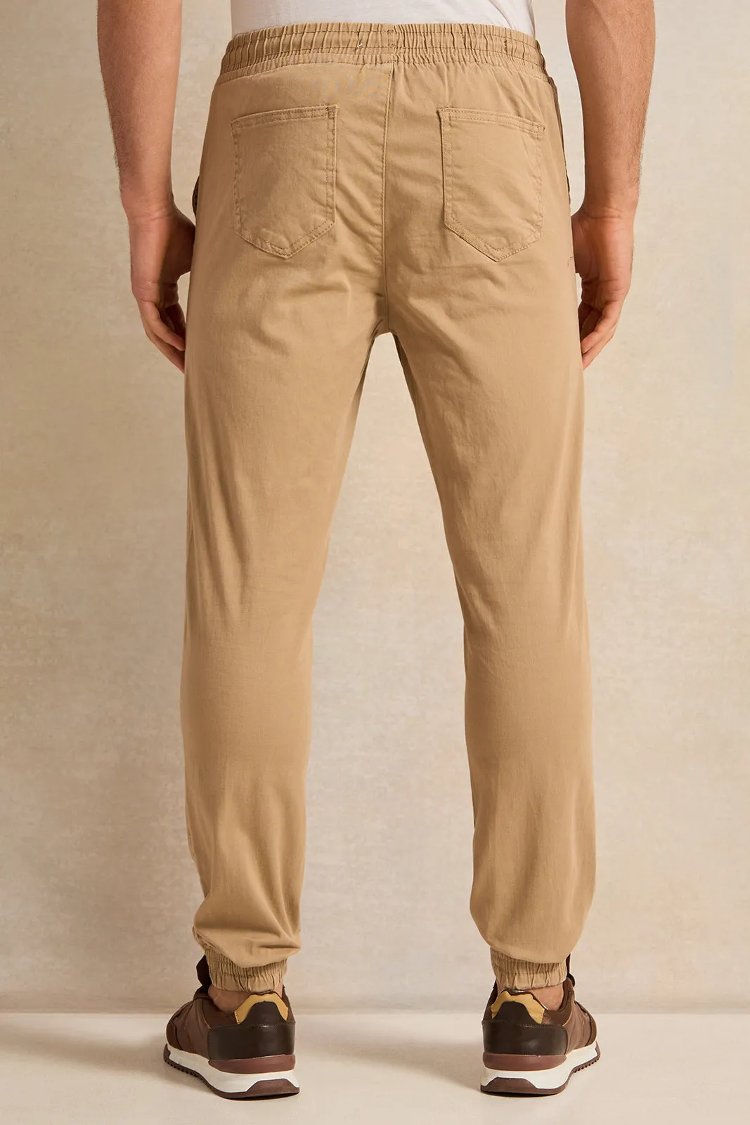 Men Beige Solid Joggers