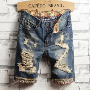 Men's Trendy Ripped Denim Capri - GlamzLife