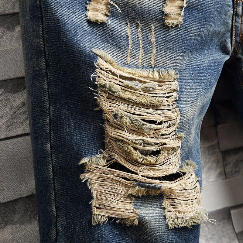 Men's Trendy Ripped Denim Capri - GlamzLife