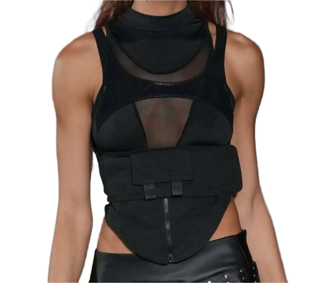 Molding Black Top. Trending Adjustable Blouse