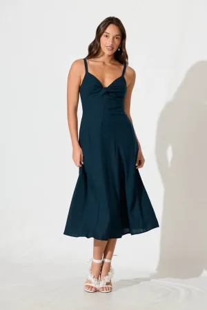 Navy Cotton Linen Sundress by Roselani