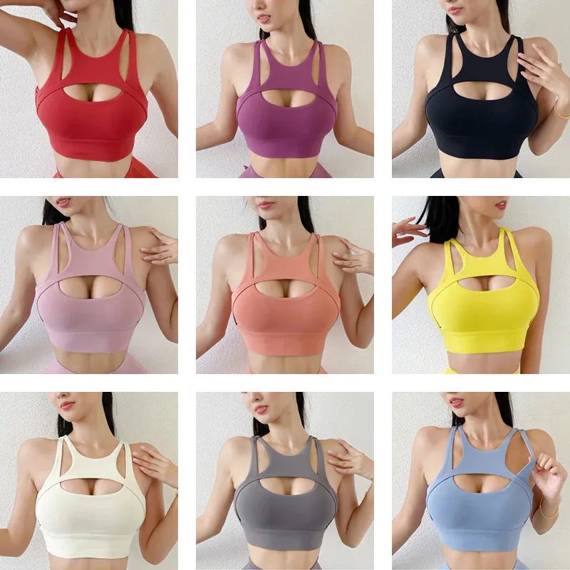New Sexy Women'S Sports Bra Top Women Tight Elastic Gym Sport Yoga Bras Bralette Crop Top Chest Pad Removable 13 Colors