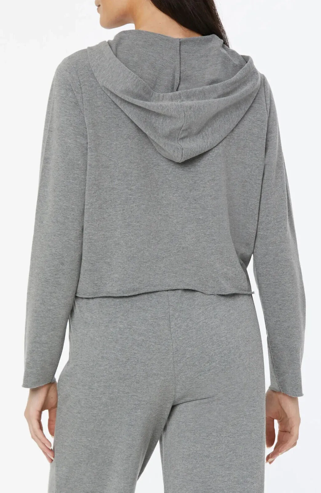 NYDJ Cropped French Terry Split-Neck Hoodie