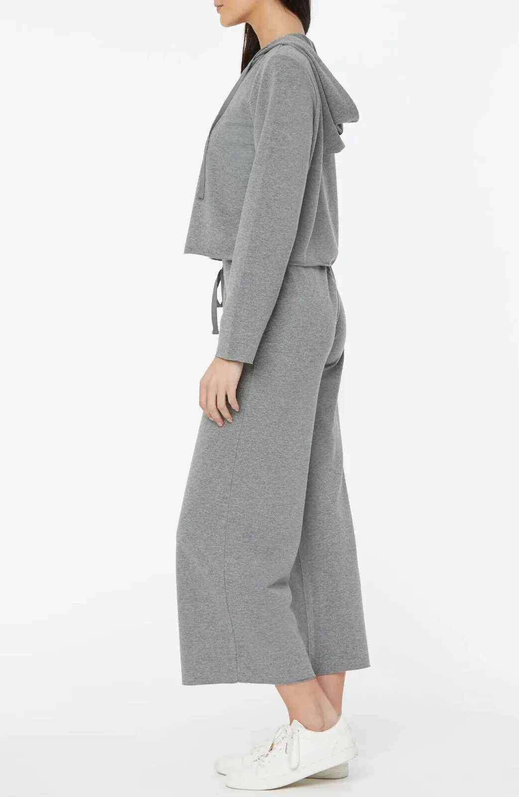 NYDJ Cropped French Terry Split-Neck Hoodie