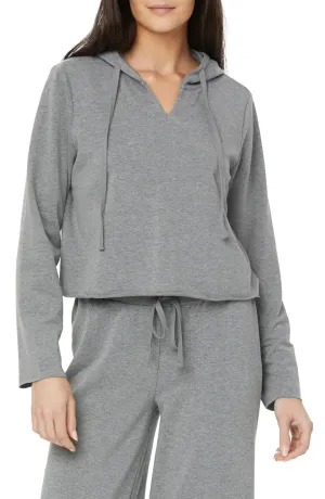 NYDJ Cropped French Terry Split-Neck Hoodie