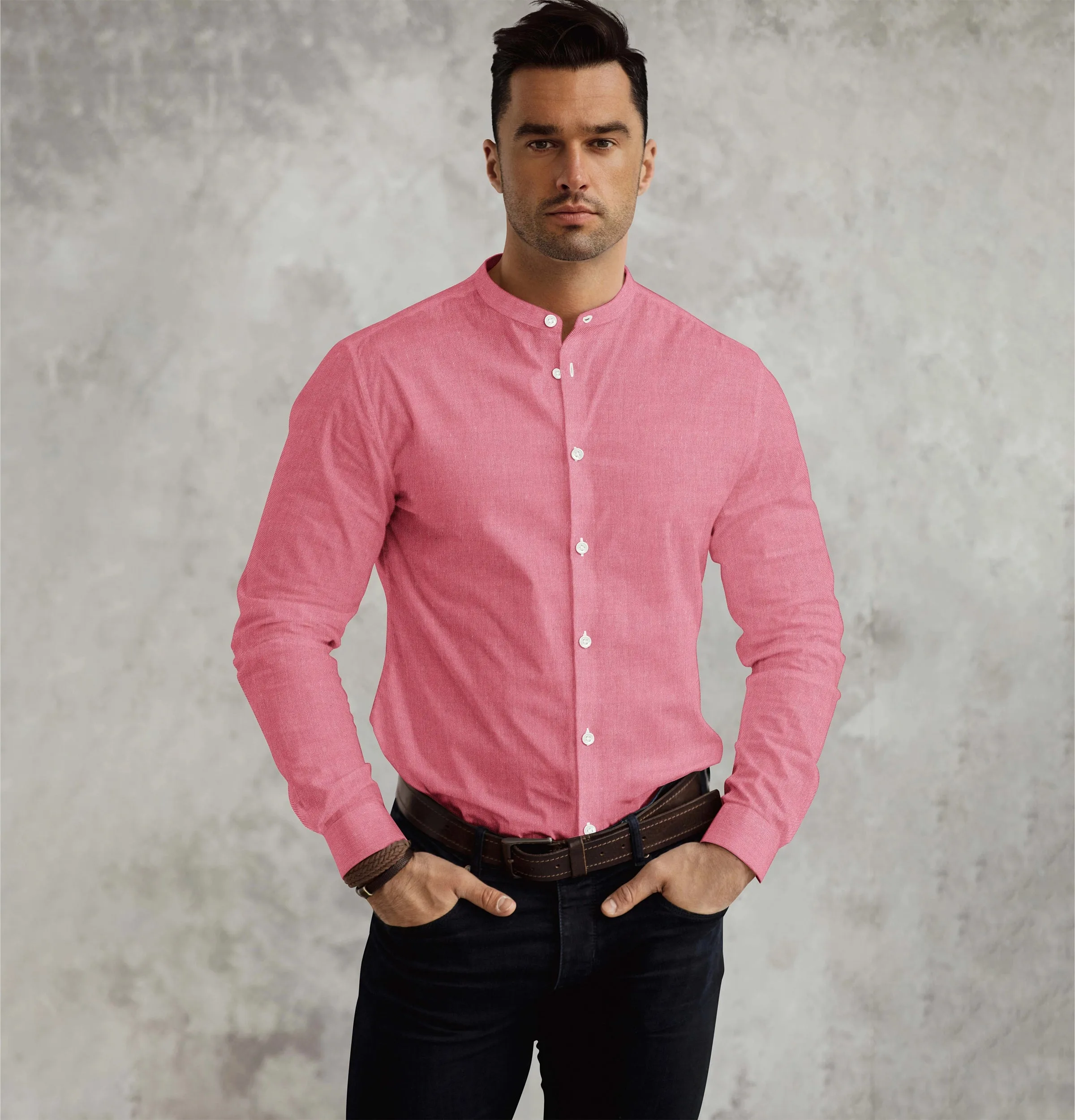 Oxford - Band Collar - Pink