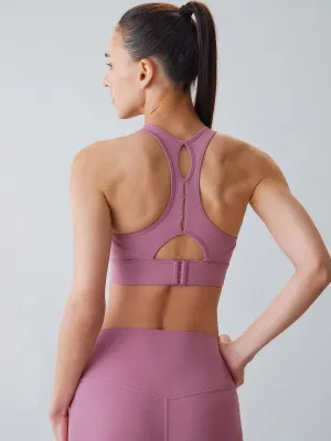 Pink U Neck X Cross Sports Bra - Medium Support