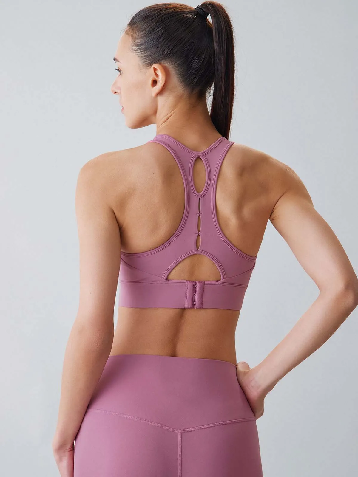 Pink U Neck X Cross Sports Bra - Medium Support