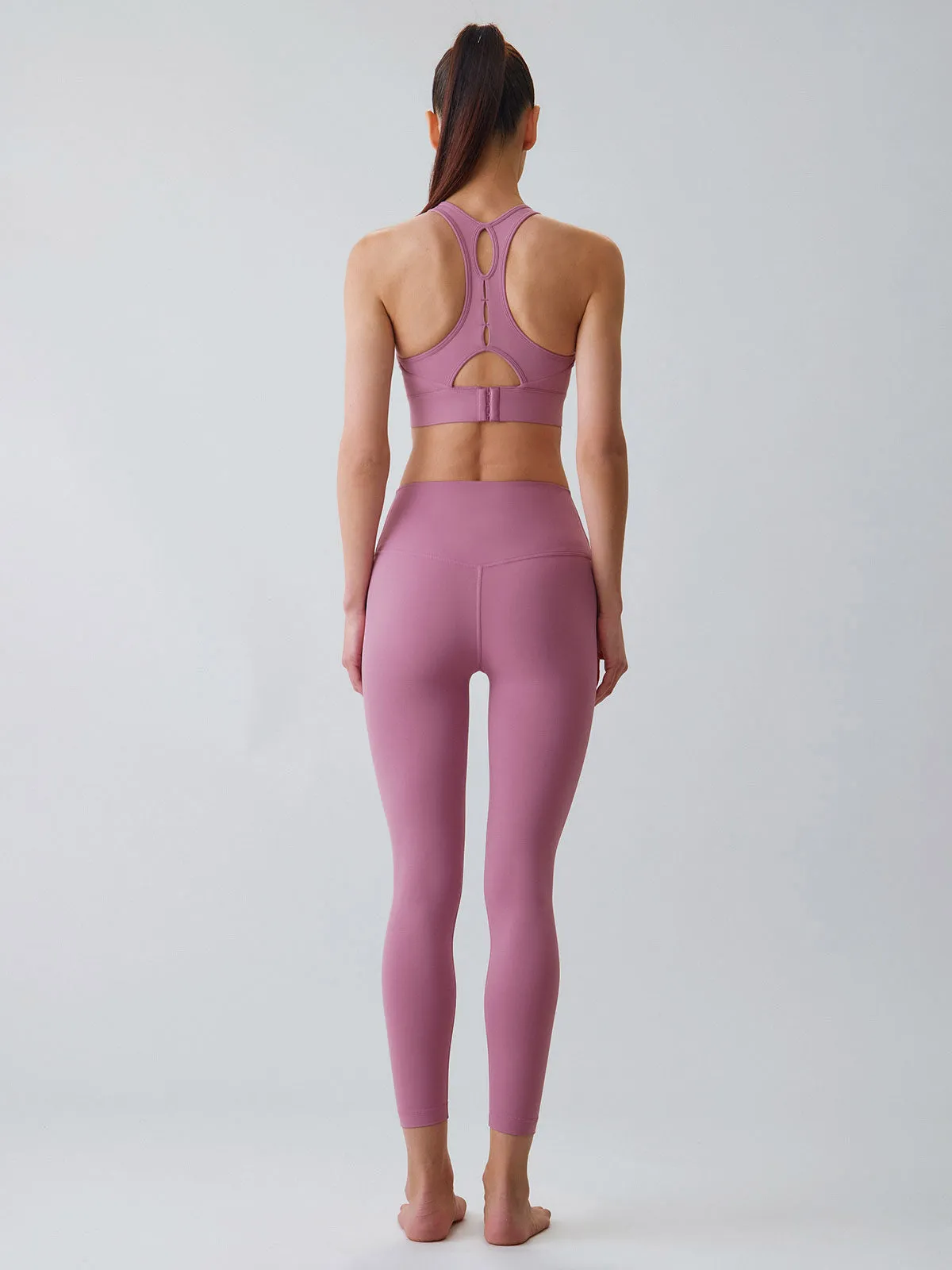 Pink U Neck X Cross Sports Bra - Medium Support