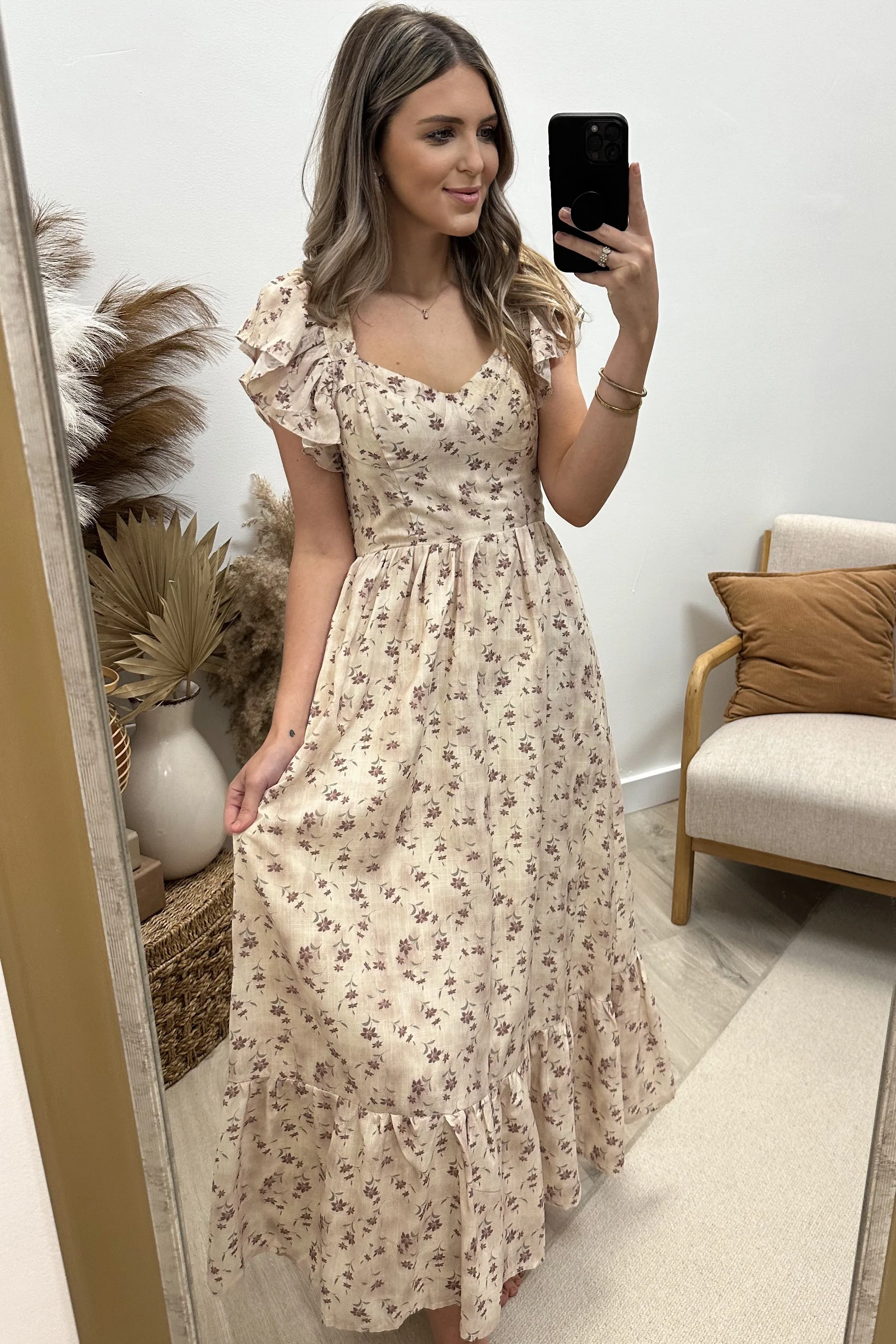 "Walk Together" Dress (Cream/Plum)