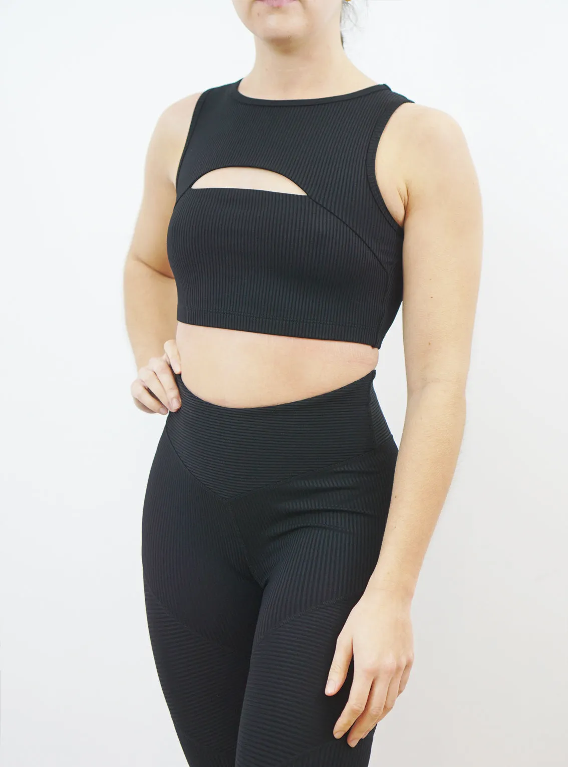 Ribbed Cutout Sports Bra
