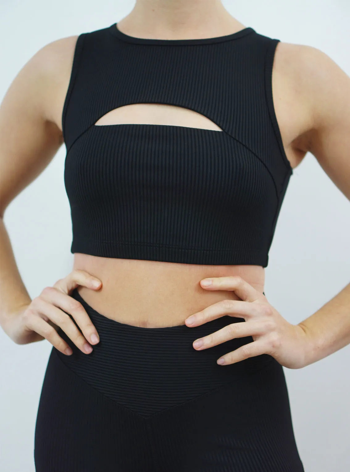 Ribbed Cutout Sports Bra