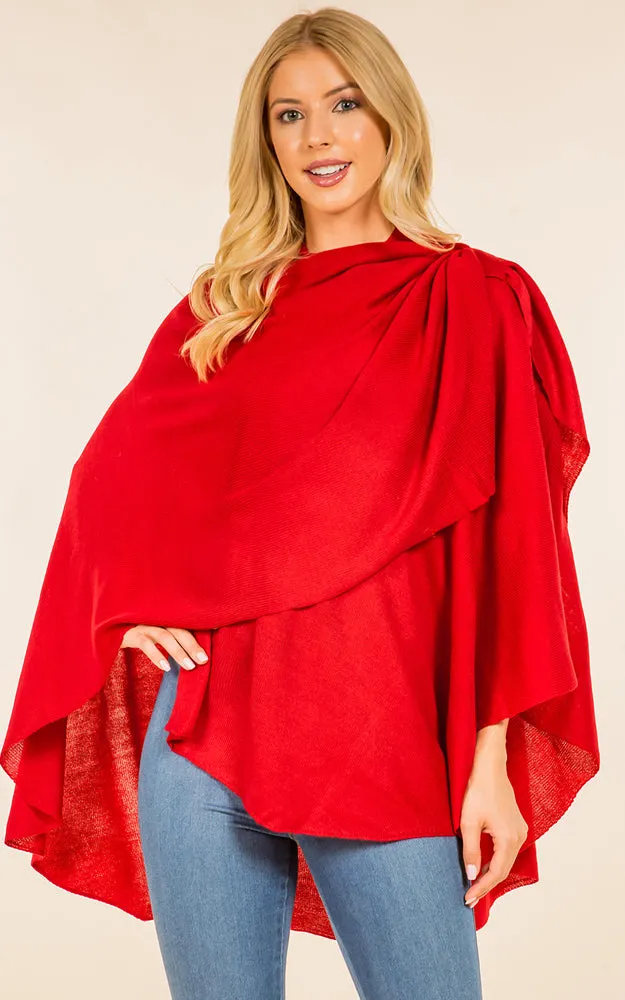 SA4213 Solid Color Shawl with Loop Design