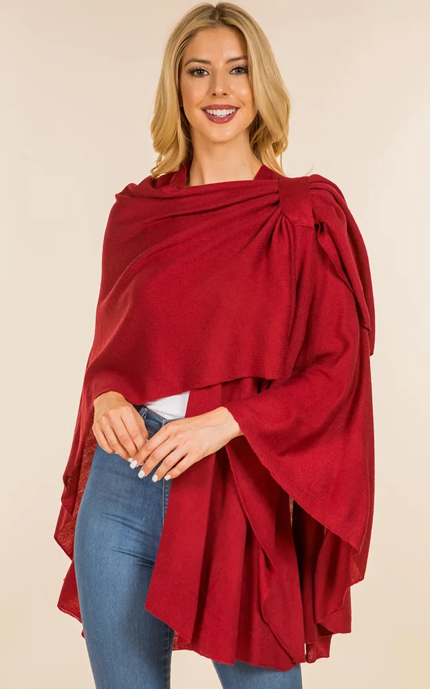 SA4213 Solid Color Shawl with Loop Design