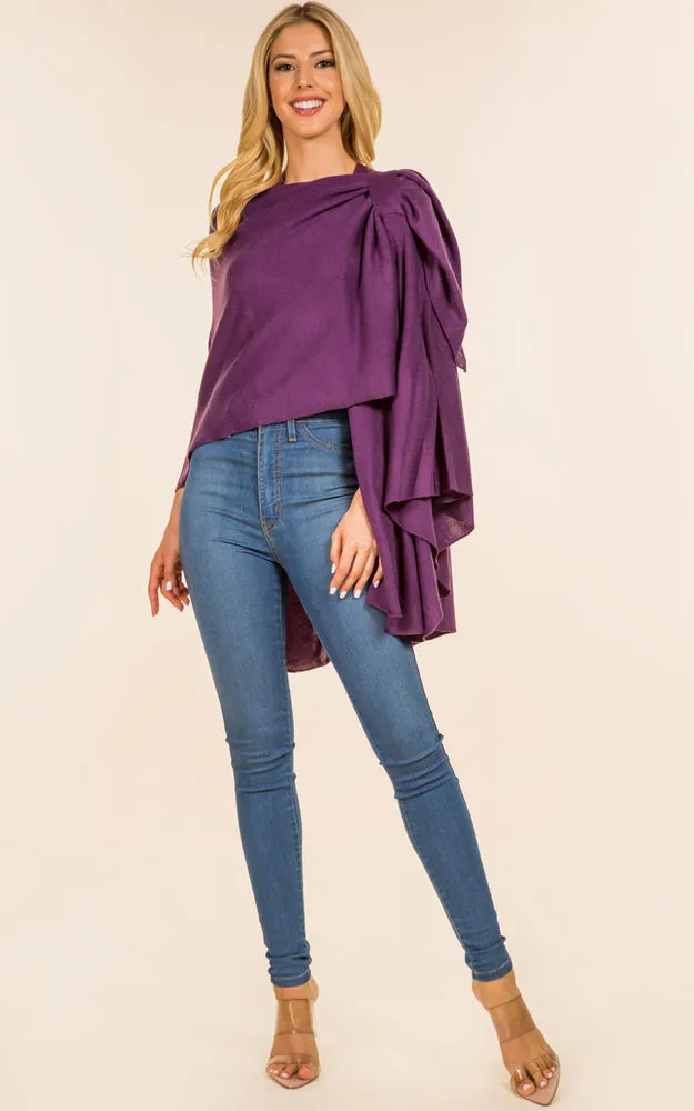 SA4213 Solid Color Shawl with Loop Design