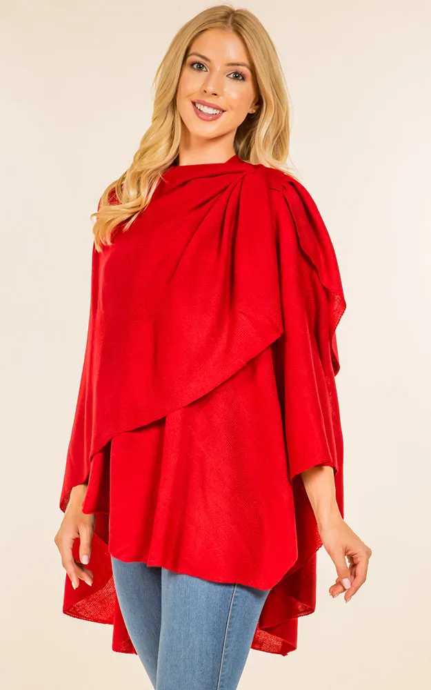 SA4213 Solid Color Shawl with Loop Design