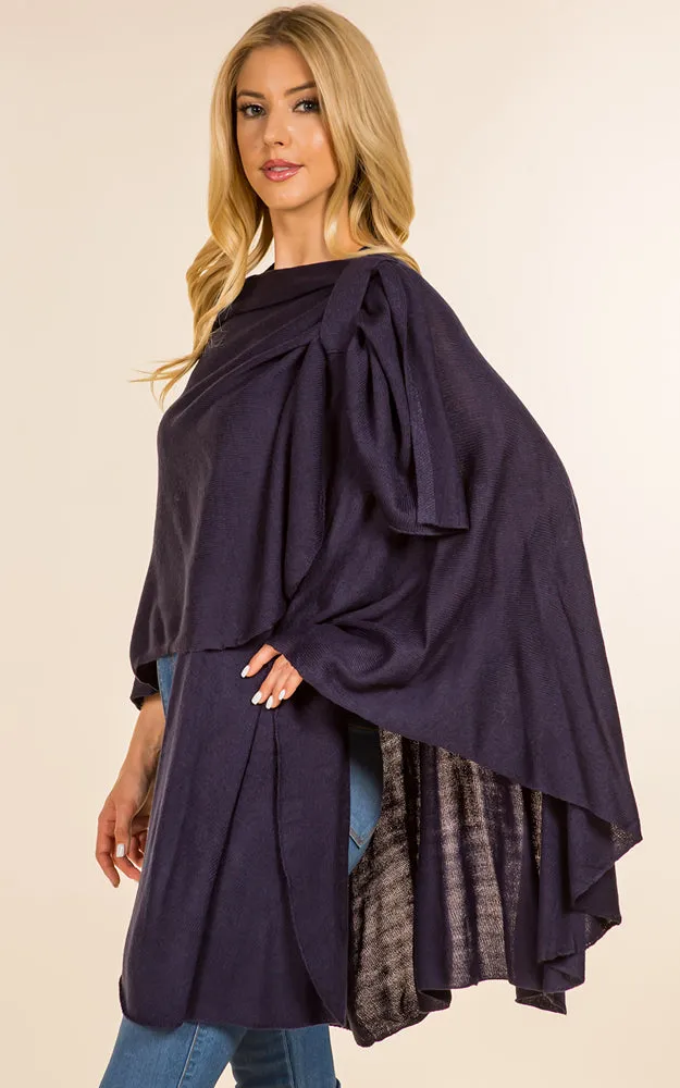 SA4213 Solid Color Shawl with Loop Design