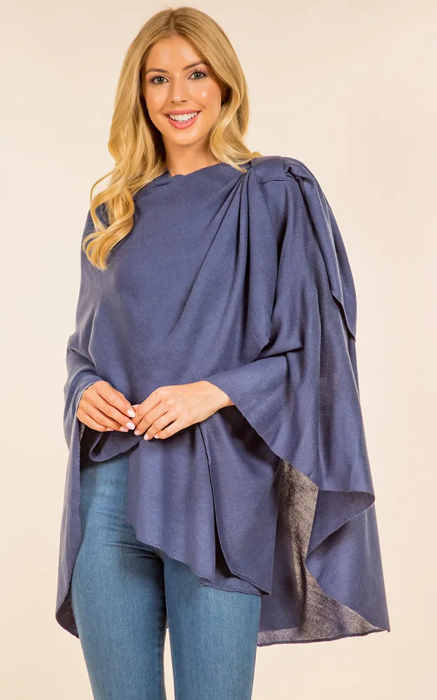 SA4213 Solid Color Shawl with Loop Design