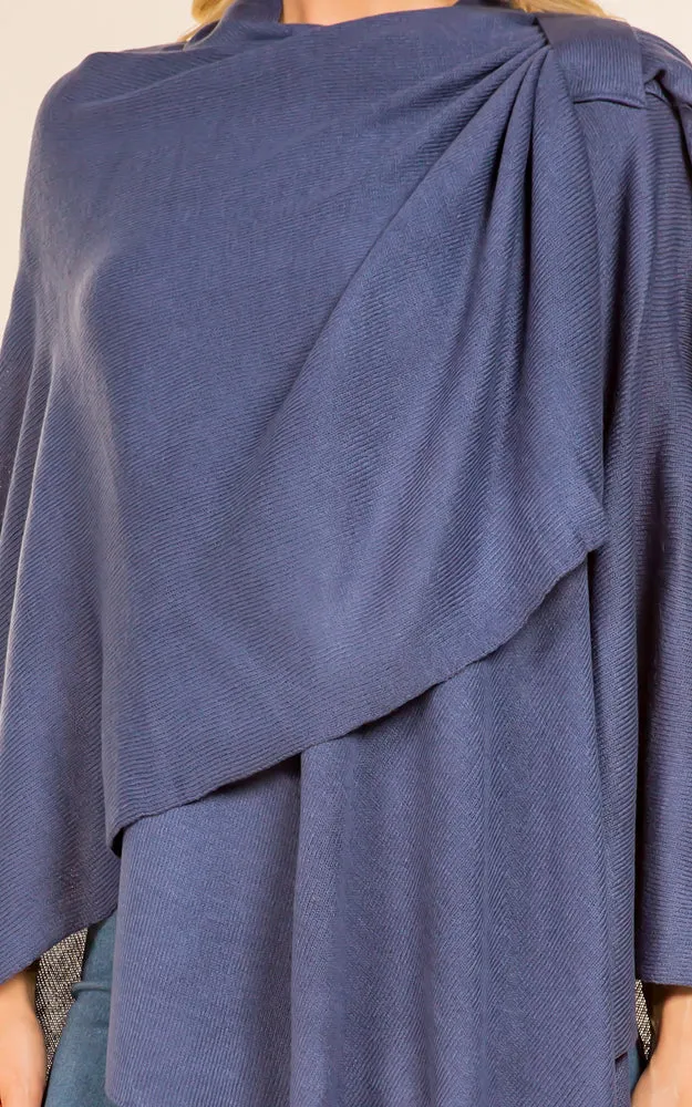 SA4213 Solid Color Shawl with Loop Design