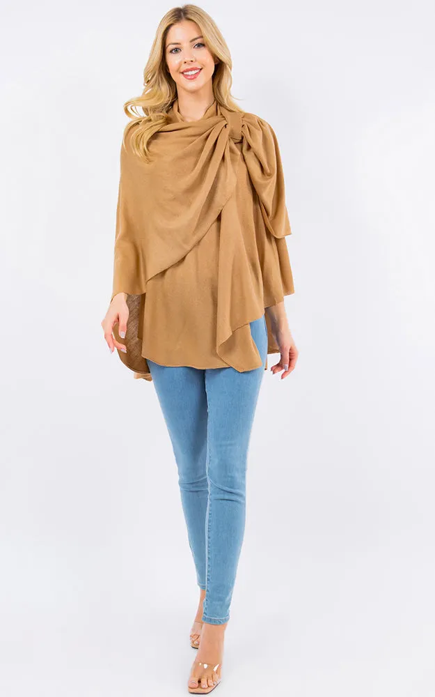 SA4213 Solid Color Shawl with Loop Design