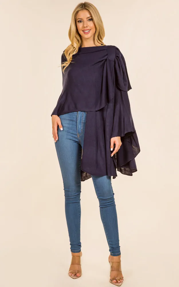SA4213 Solid Color Shawl with Loop Design
