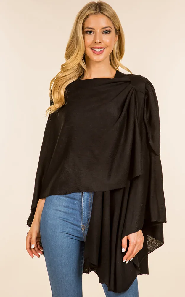 SA4213 Solid Color Shawl with Loop Design