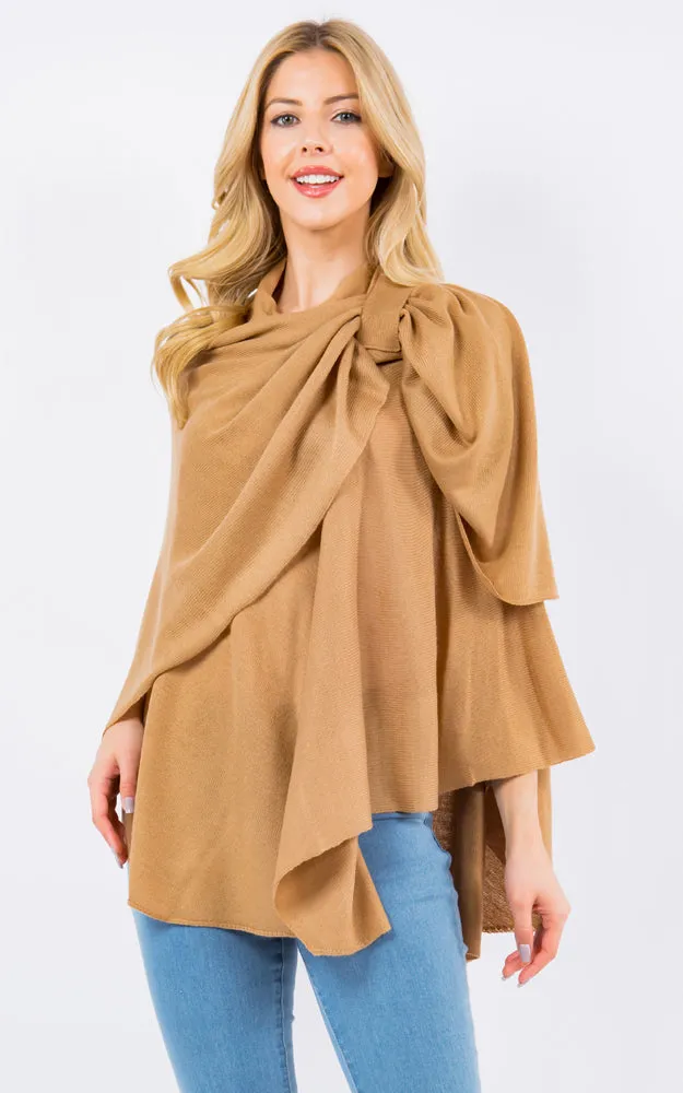 SA4213 Solid Color Shawl with Loop Design
