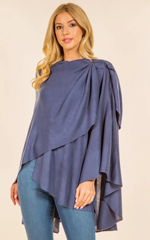 SA4213 Solid Color Shawl with Loop Design