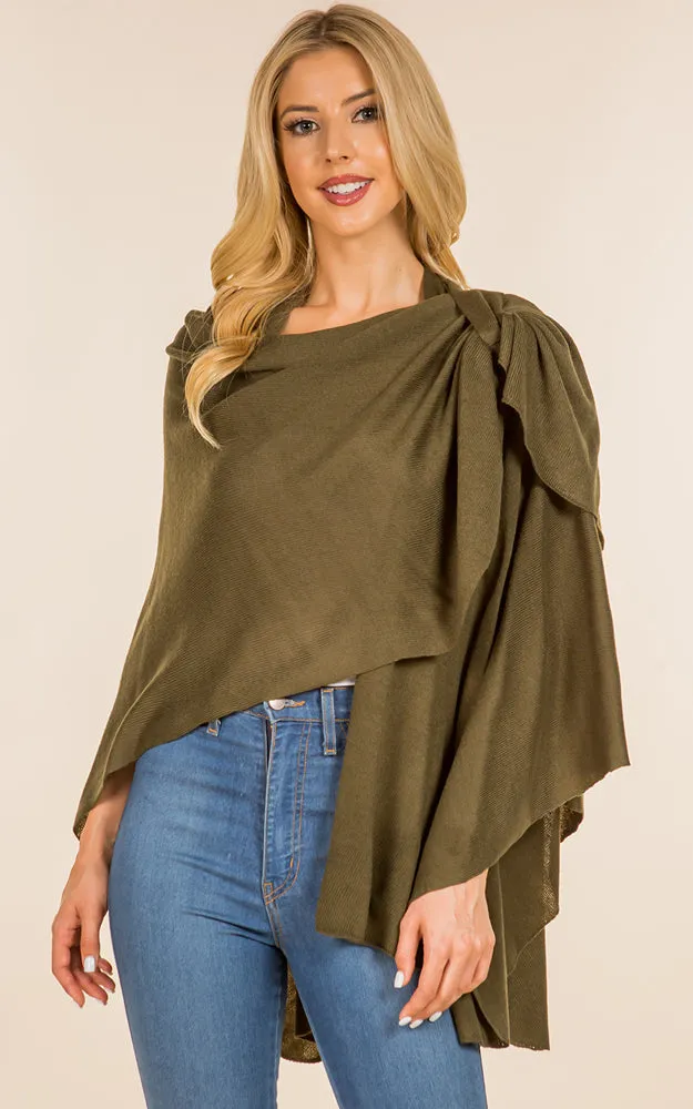 SA4213 Solid Color Shawl with Loop Design