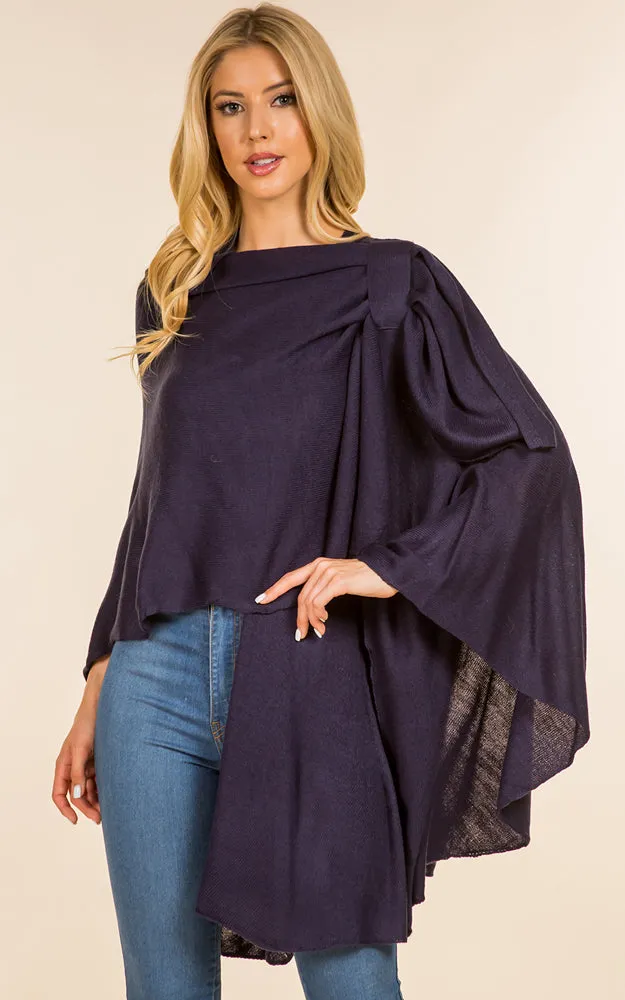 SA4213 Solid Color Shawl with Loop Design