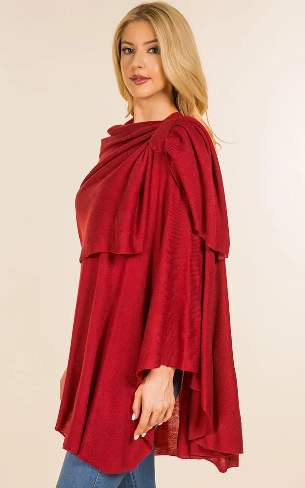 SA4213 Solid Color Shawl with Loop Design