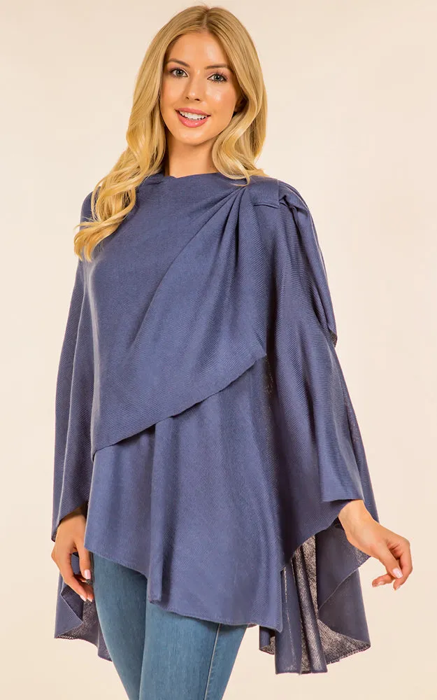 SA4213 Solid Color Shawl with Loop Design