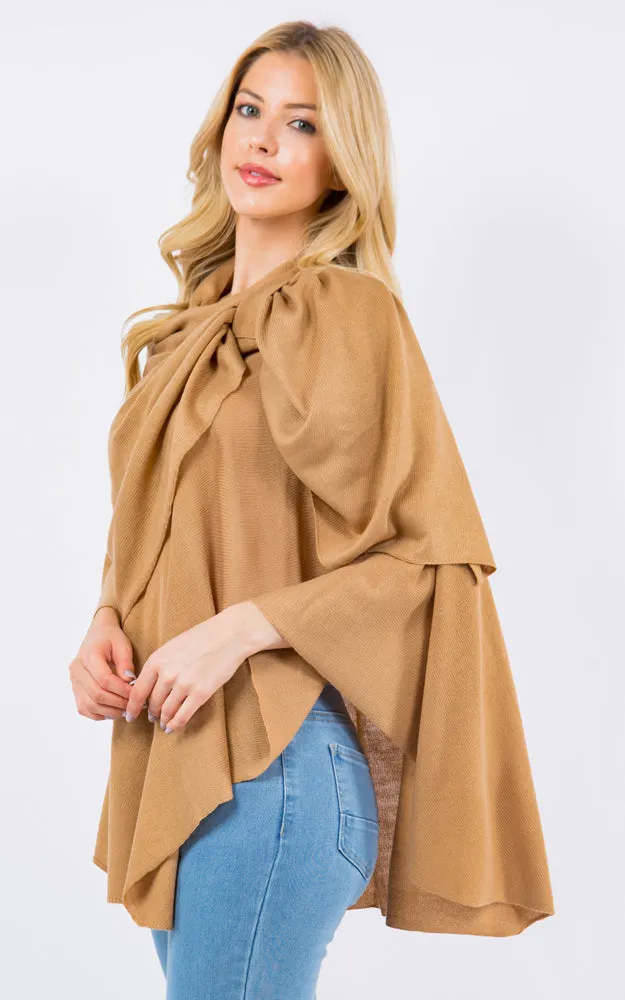 SA4213 Solid Color Shawl with Loop Design