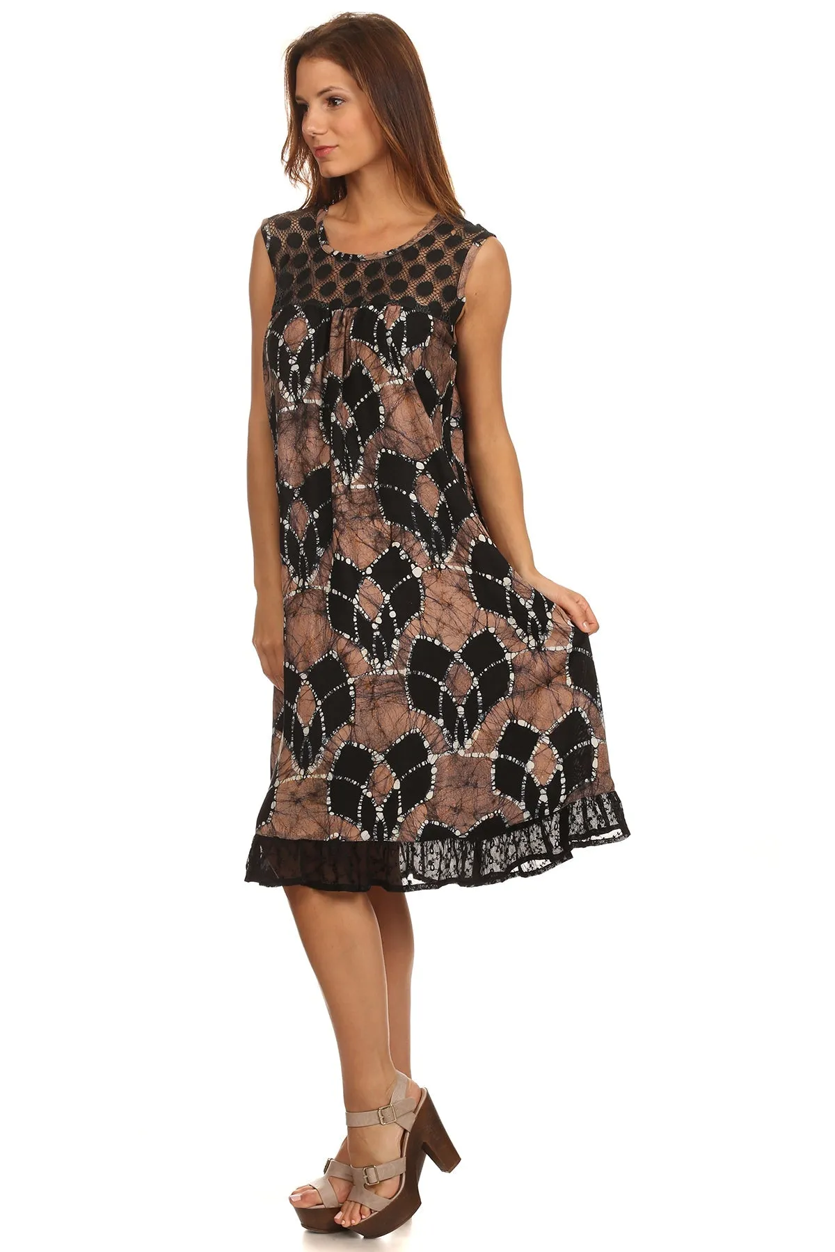 Sakkas Mindy Two Tone Sleeveless Mid Length Dress