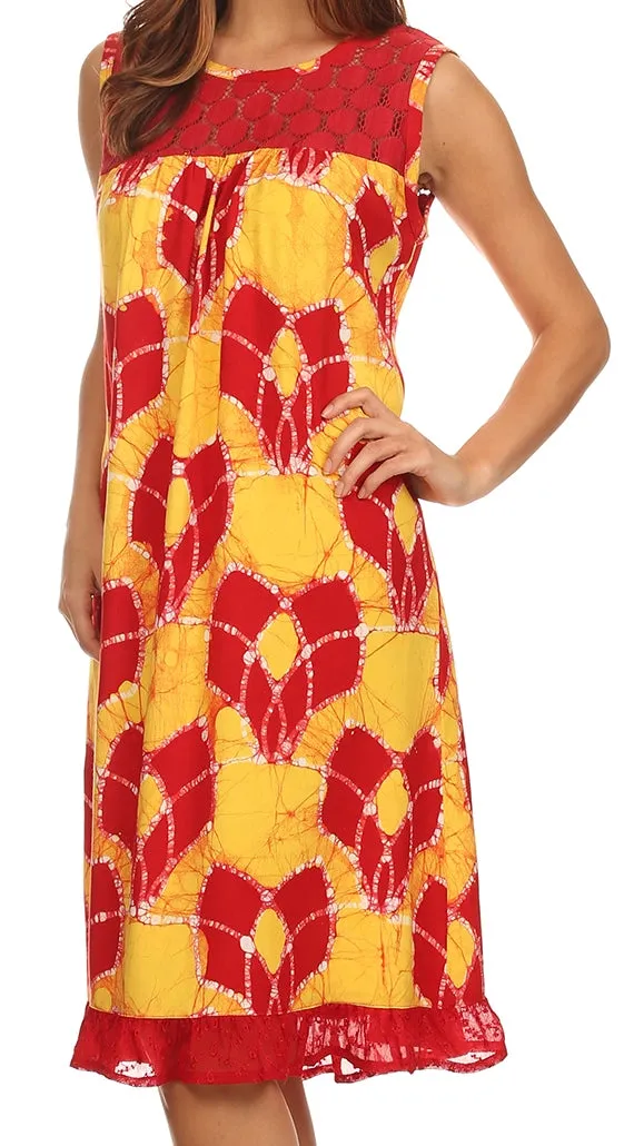 Sakkas Mindy Two Tone Sleeveless Mid Length Dress