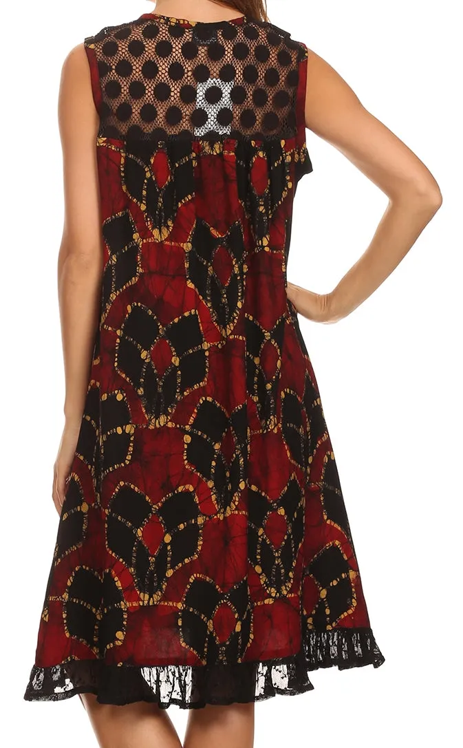 Sakkas Mindy Two Tone Sleeveless Mid Length Dress