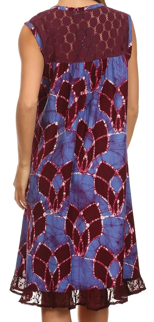Sakkas Mindy Two Tone Sleeveless Mid Length Dress