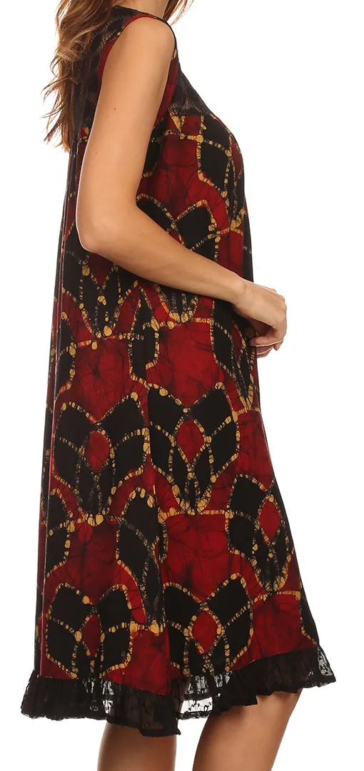 Sakkas Mindy Two Tone Sleeveless Mid Length Dress