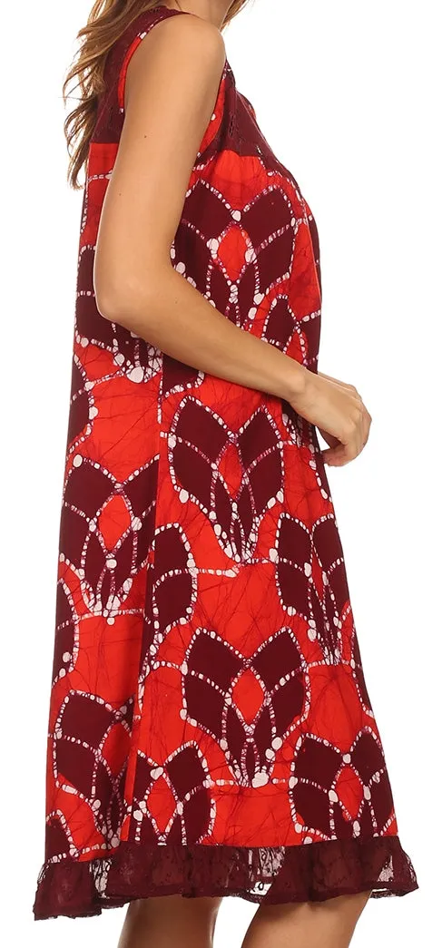 Sakkas Mindy Two Tone Sleeveless Mid Length Dress