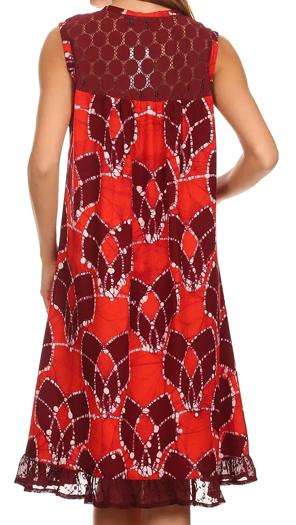 Sakkas Mindy Two Tone Sleeveless Mid Length Dress