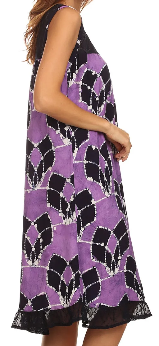 Sakkas Mindy Two Tone Sleeveless Mid Length Dress