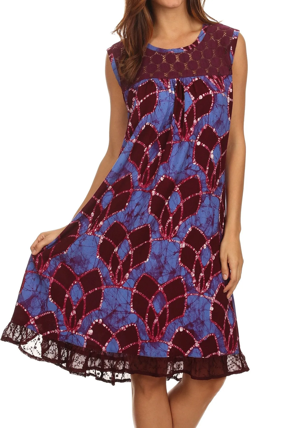Sakkas Mindy Two Tone Sleeveless Mid Length Dress