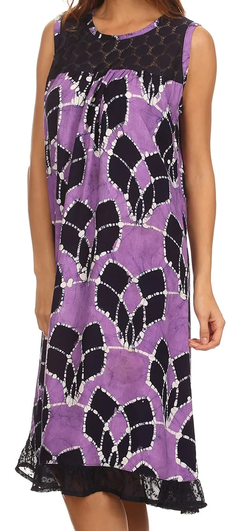 Sakkas Mindy Two Tone Sleeveless Mid Length Dress