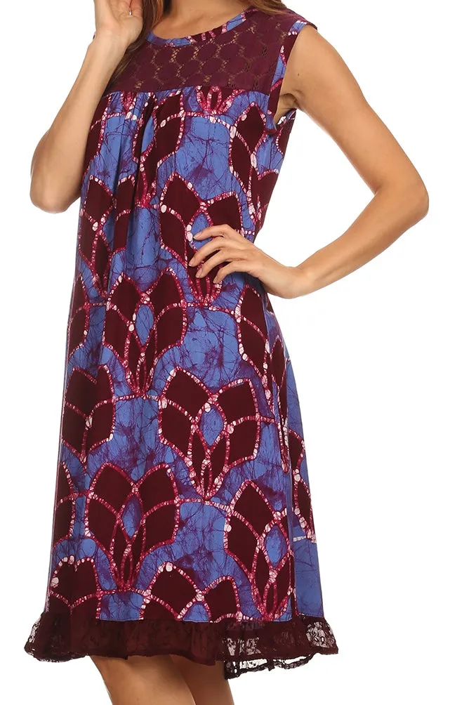 Sakkas Mindy Two Tone Sleeveless Mid Length Dress