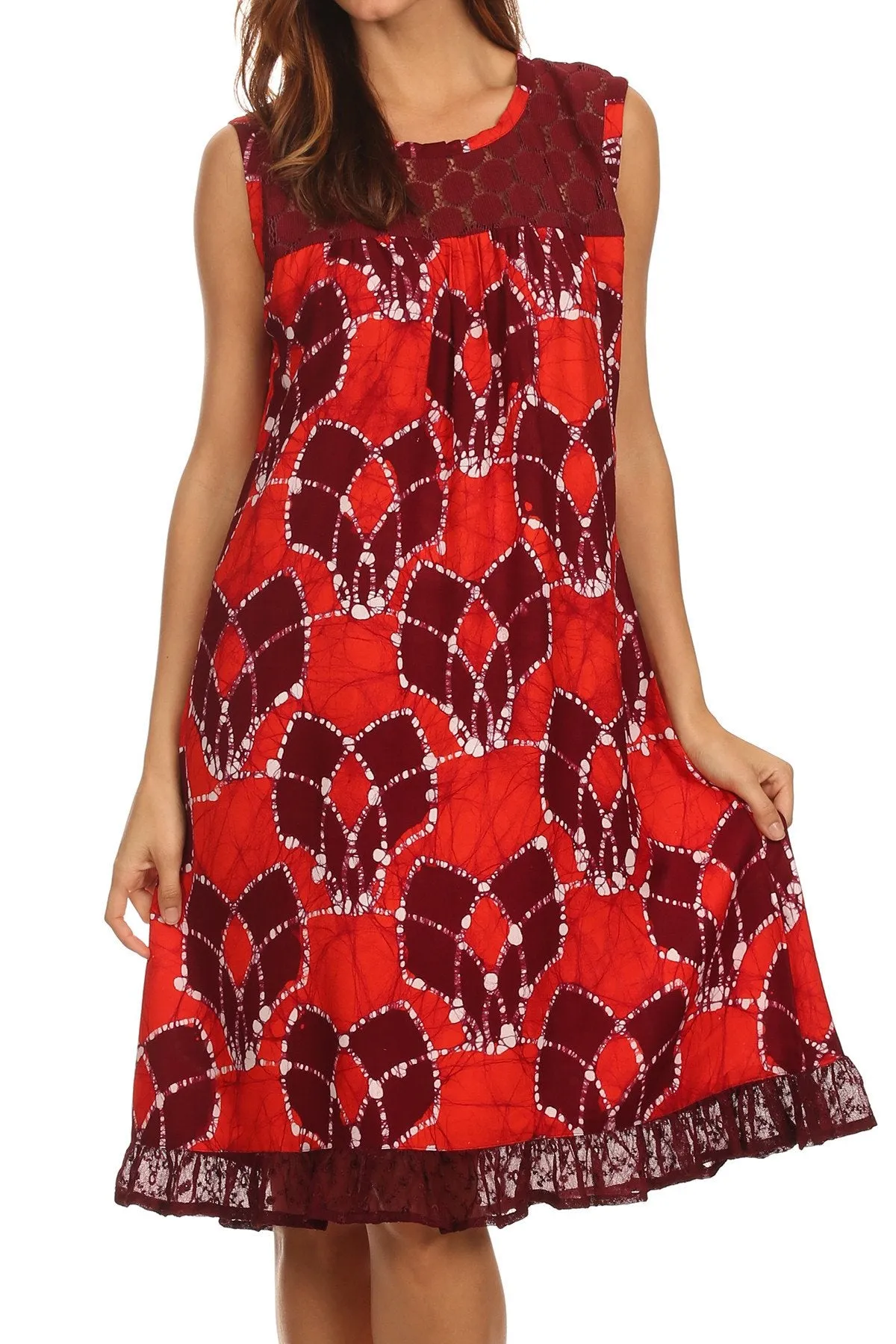 Sakkas Mindy Two Tone Sleeveless Mid Length Dress