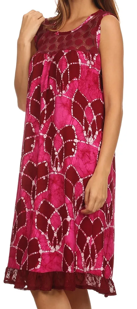 Sakkas Mindy Two Tone Sleeveless Mid Length Dress